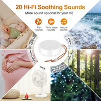 Sleep Sound Machine, Rechargeable, Portable White Noise Machine, Suit for Wired Headphone, 20 Natural Soothing Sounds, Timer, Sound Machine for Baby, Adults. (White)