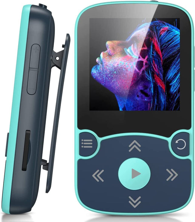 32GB MP3 Player with Clip,Agptek Bluetooth 5.0 Lossless Sound with FM Radio, Voice Recorder for Sport Running, Supports up To128Gb TF Card,Blue - The Gadget Collective