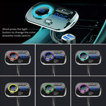 Car MP3 Player Supports TF Card and USB Car Charger QC3.0 Rainbow LED Hands Free Carkit Wireless In-Car Bluetooth FM Transmitter Radio Adapter