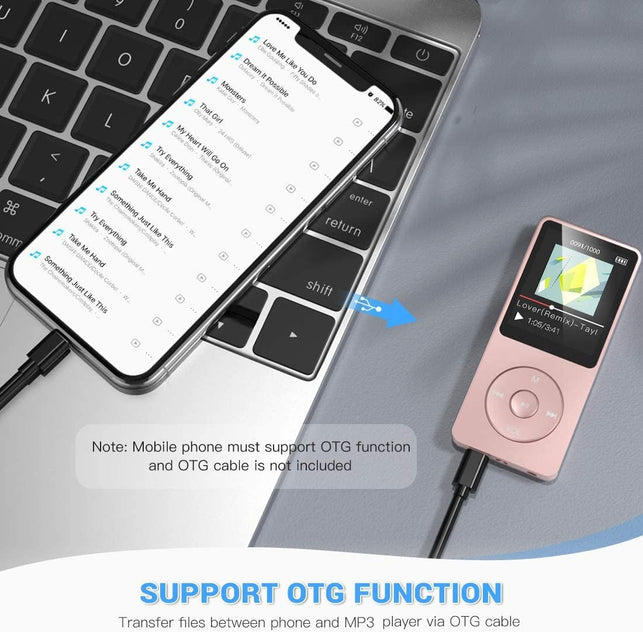AGPTEK 8GB MP3 Player, A02 70 Hours Playback Lossless Sound Music Player (Supports up to 128GB), Rose Gold - The Gadget Collective