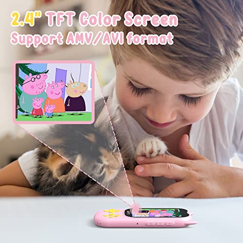 AGPTEK MP3 Player for Kids, AGPTEK A61 8GB Kid Music Player with Bluetooth 5.3, 2.4 Inch Color Screen Built-in Speaker, FM Radio, Voice Recorder, Expandable Up to 128GB (Pink) - The Gadget Collective