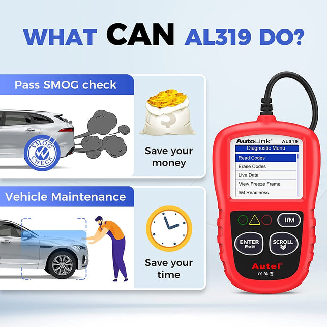 Autel Professional OBD2 Scanner AL319 Code Reader, Enhanced Check and Reset Engine Fault Code, Live Data, Freeze Frame, CAN Car Diagnostic Scan Tools for All OBDII Vehicles after 1996, 2023 Upgraded - The Gadget Collective