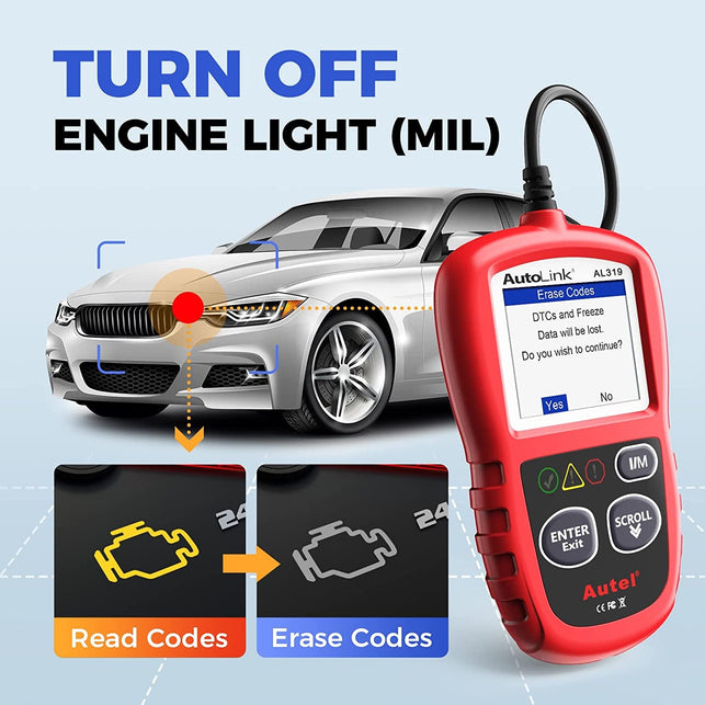 Autel Professional OBD2 Scanner AL319 Code Reader, Enhanced Check and Reset Engine Fault Code, Live Data, Freeze Frame, CAN Car Diagnostic Scan Tools for All OBDII Vehicles after 1996, 2023 Upgraded - The Gadget Collective