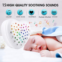 BEREST A13 White Noise Machine & Baby Sleep Soother with 15 Soothing Sounds & Projector Star Night Light, Cry Sensor, Rechargeable Lithium Battery, Portable for Baby, Toddlers, Attaches to Crib - The Gadget Collective