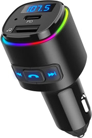 Criacr Upgraded Bluetooth FM Transmitter for Car, PD 20W Charge & 7 RGB Color LED Backlit Wireless FM Radio Car Adapter, Support Siri Google Assitant, U Disk, SD Card, Hands-Free Calls Kit - The Gadget Collective