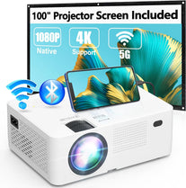 DR.J 5G WiFi Bluetooth Projector, Full HD Native 1080P Projector 13000Lumens with Wireless Mirroring Screen, Compatible with TV Stick/HDMI/DVD Player/AV for Theater Movies [120