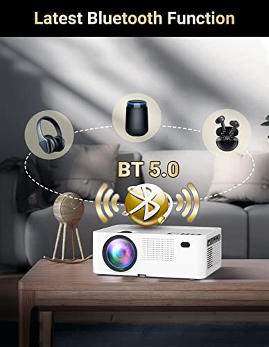 DR.J 5G WiFi Bluetooth Projector, Full HD Native 1080P Projector 13000Lumens with Wireless Mirroring Screen, Compatible with TV Stick/HDMI/DVD Player/AV for Theater Movies [120" Projector Screen Included] - The Gadget Collective