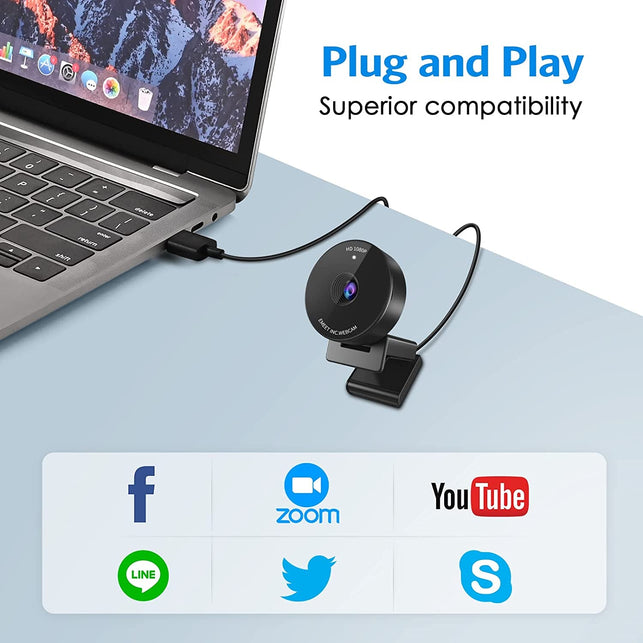 EMEET 1080P Webcam with Microphone - 96° Ultra Wide Angle Webcam Auto Focus Webcam with Privacy Computer Camera Cover, C965 PC Camera for Online Meeting/Classes/Streaming,Zoom/Skype/Youtube - The Gadget Collective