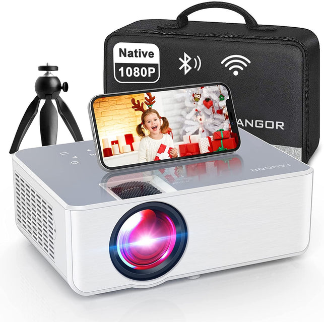 Fangor 1080P HD Projector, WiFi Projector Bluetooth Projector, FANGOR 230" Portable Movie Projector with Tripod, Home Theater Video Projector Compatib - The Gadget Collective