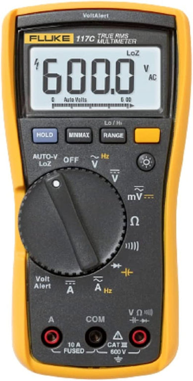 Fluke 117 Digital Multimeter, Non-Contact AC Voltage Detection, Measures Resistance/Continuity/Frequency/Capacitance/Min Max Average, Automatic AC/DC Voltage Selection, Low Impedance Mode - The Gadget Collective
