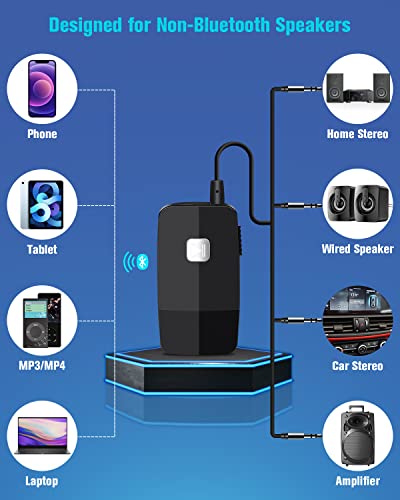 Golvery Upgraded Bluetooth 5.2 Receiver for Speaker, Wireless Audio Adapter for Home Audio Car Stereo with 3.5mm RCA Jack, 20 Hours Playtime, Dual Connection to 2 Phones, Easy Control ON/Off Slider - The Gadget Collective