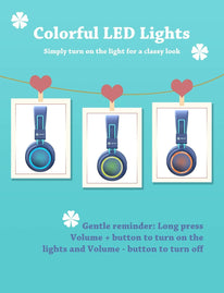 Iclever BTH03 Kids Headphones, Colorful LED Lights Kids Wireless Headphones with MIC, 25H Playtime, Stereo Sound, Bluetooth 5.0, Foldable, Childrens Headphones on Ear for Study Tablet Airplane, Blue - The Gadget Collective