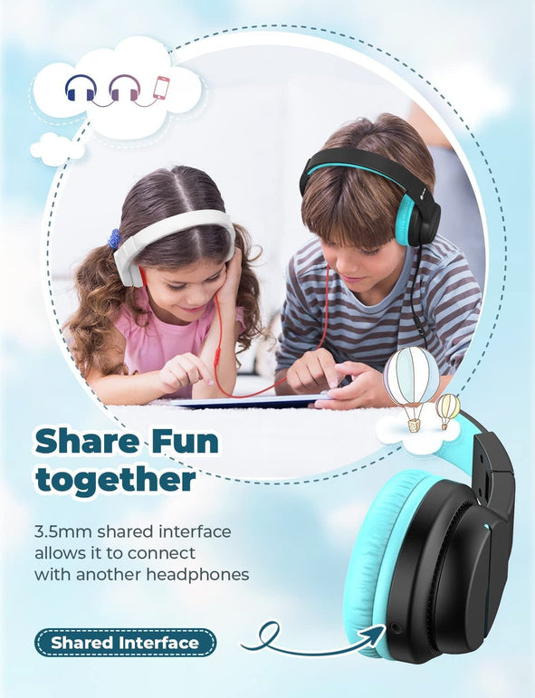 Iclever HS19 Kids Headphones with Microphone for School, Volume Limiter 85/94Db, Over-Ear Girls Boys Headphones for Kids with Shareport, Foldable Wired Headphones for Ipad/Fire Tablet/Travel (Black) - The Gadget Collective
