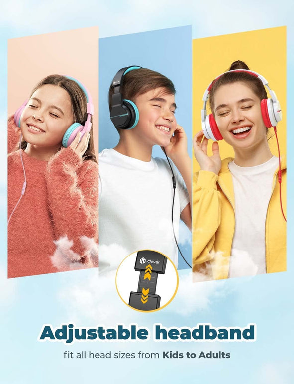 Iclever HS19 Kids Headphones with Microphone for School, Volume Limiter 85/94Db, Over-Ear Girls Boys Headphones for Kids with Shareport, Foldable Wired Headphones for Ipad/Fire Tablet/Travel (Black) - The Gadget Collective