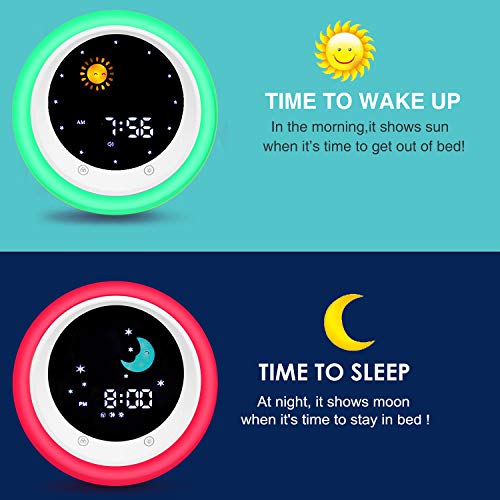 I.CODE Sun & Moon Rise Kids Alarm Clock, Children's Sleep Trainer ,Sleep Sound Machine, Wake Up Light & Night Light ,Teach Kids Day & Night - The Gadget Collective