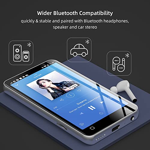 Innioasis MP3 Player with Bluetooth and WiFi, 4" Full Touch Screen MP4 MP3 Player with Spotify, Android Streaming Music Player with Pandora, Portable HiFi Sound Walkman Digital Audio Player with Speaker (White) - The Gadget Collective