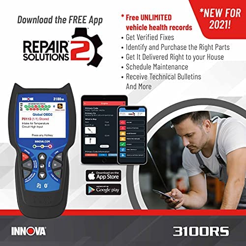 INNOVA 3100RS Live Data OBD2 Scanner Read/Erase OBD2 ABS SRS Codes Reset Oil Light - Fast & Easy to use - Free Updates - Bluetooth w Free RepairSoluti - The Gadget Collective