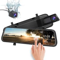 junsun Mirror Dash Cam Backup Camera 10 Inch Touch Screen 1080P Stream Media Dual Lens Full HD Reverse Camera 170°Wide Angle with Backup Camera G-Sens - The Gadget Collective