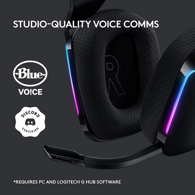 Logitech G733 Lightspeed Wireless Gaming Headset with Suspension Headband, LIGHTSYNC RGB, Blue VO!CE Mic Technology and PRO-G Audio Drivers - Black - The Gadget Collective