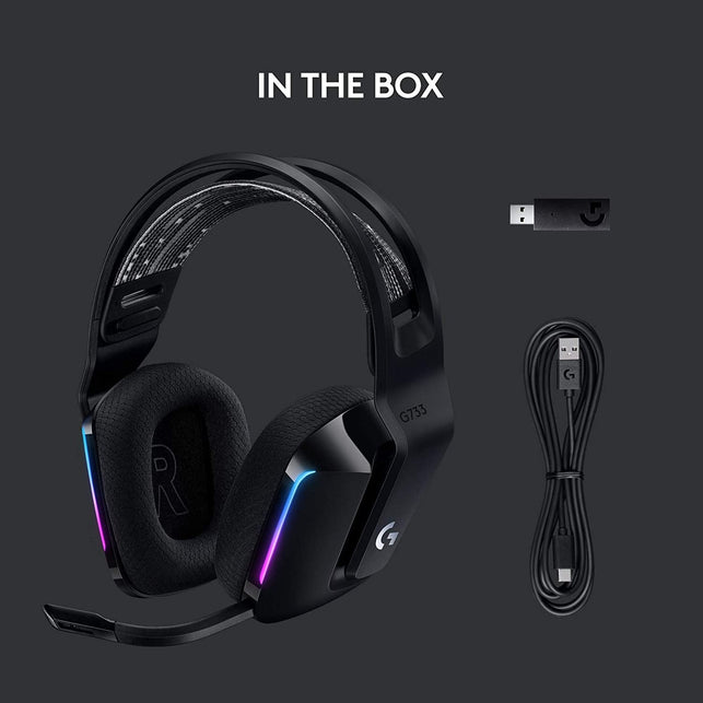Logitech G733 Lightspeed Wireless Gaming Headset with Suspension Headband, LIGHTSYNC RGB, Blue VO!CE Mic Technology and PRO-G Audio Drivers - Black - The Gadget Collective