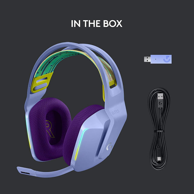 Logitech G733 Lightspeed Wireless Gaming Headset with Suspension Headband, LIGHTSYNC RGB, Blue VO!CE Mic Technology and PRO-G Audio Drivers - Lilac - The Gadget Collective