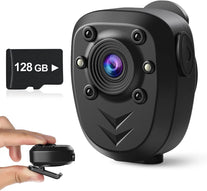 Mini Body Camera Video Recorder Built-In 128GB Memory Card with Night Vision IR & Loop Record HD 1080P, 4-6 HR Battery Life Wearable Police Cam for Home, Outdoor, Law Enforcement, Security Guard - The Gadget Collective