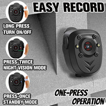 Mini Body Camera Video Recorder Built-In 128GB Memory Card with Night Vision IR & Loop Record HD 1080P, 4-6 HR Battery Life Wearable Police Cam for Home, Outdoor, Law Enforcement, Security Guard