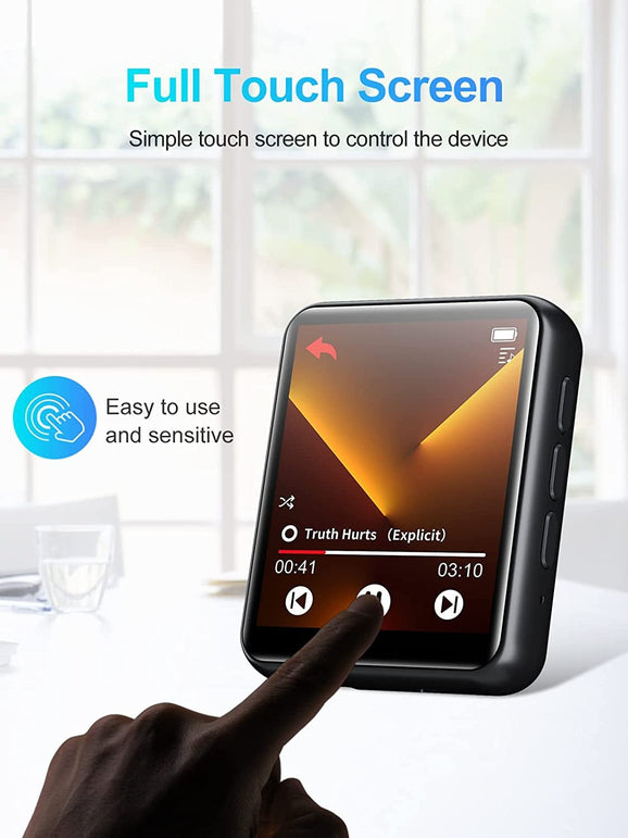 MP3 Player with Bluetooth 5.0, 16GB Portable High Fidelity Lossless Sound Quality Music Player, Full Touchscreen MP3 Player with Speaker, FM Radio, Recording, Pedometer, E-Book, Support up to 128GB - The Gadget Collective