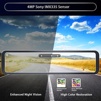 Nexigo D80 2.5K Mirror Dash Cam Front and Rear with Sony IMX335 STARVIS Sensor, 12 Inch Full Touch Screen, Super Night Vision, Emergency Recording, Waterproof Rearview Camera, Parking Assistance - The Gadget Collective
