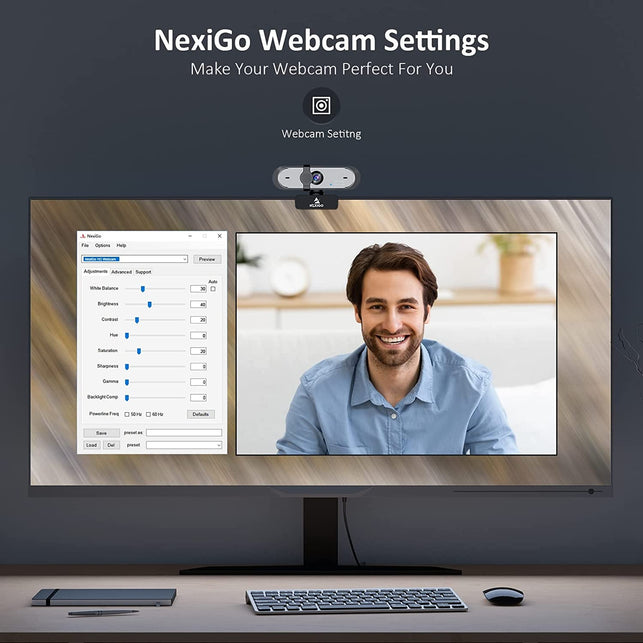 Nexigo N660P 1080P 60FPS Webcam with Software Control, Dual Microphone & Cover, Autofocus, HD USB Computer Web Camera, for Obs/Gaming/Zoom/Skype/Facetime/Teams/Twitch - The Gadget Collective