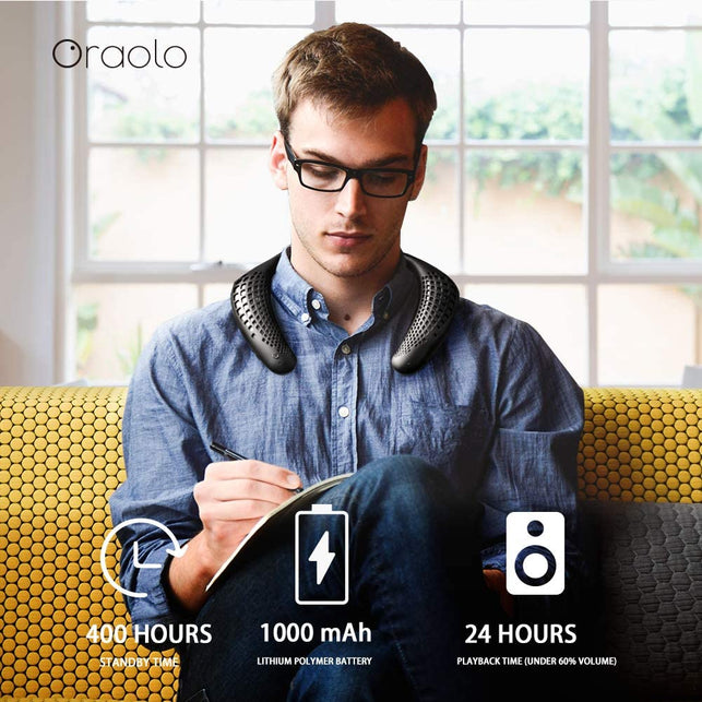 Oraolo M110 Neckband Bluetooth Speakers, Wireless Wearable Speaker True 3D Stereo Sound, Portable Personal Speakers IPX5 Waterproof, Bluetooth 5.0 Bui - The Gadget Collective
