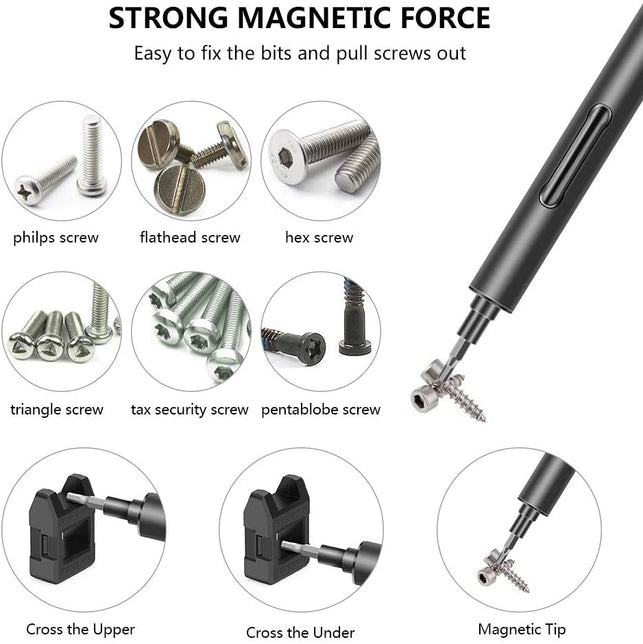 POWERGIANT Mini Electric Screwdriver, Small Cordless Power Screwdriver Set with 55 Precision Bits & LED Light & Magnetic Mat, Handy Repair Tool for Ph - The Gadget Collective