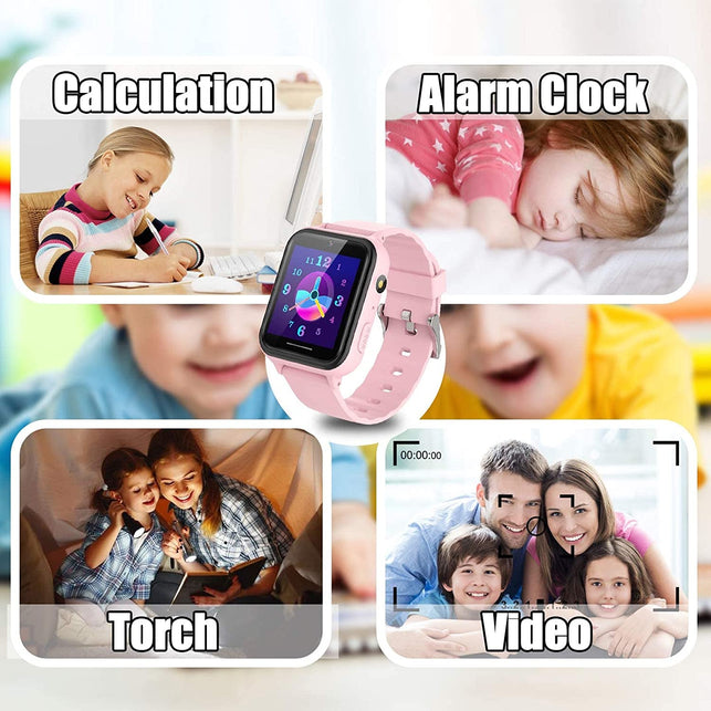 PTHTECHUS Smart Watch for Kids - Boys Girls Smartwatch with 2 Way Phone Need 2G SIM to Call SOS Games Music MP3 Player HD Selfie Camera Calculator Alarm Timer 12/24 Hours for 4-15 Years Old Students - The Gadget Collective