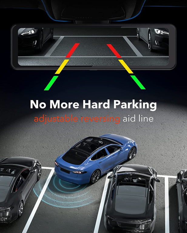 REDTIGER Mirror Dash Cam Backup Camera 11''UHD 4K Front and 1080P Rear View Mirror Dual Cameras for Cars,Gps,Night Vision,Smart Reverse Parking Assistance,Touchscreen,Free 32GB Card - The Gadget Collective