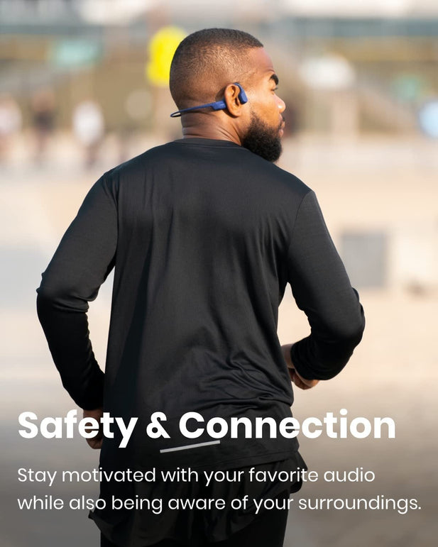Shokz Openrun Bone Conduction Sports Headphones, Bluetooth Wireless Earphones with Mic, 8H Playtime, Open-Ear Waterproof Headset for Running, Workout, Driving (Blue Eclipse) - The Gadget Collective