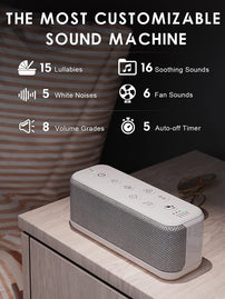 Sound Machine for Adults , USB Rechargeable White Noise Machine for Office Privacy & Noise Canceling, 42 Soothing Sound with Lullabies & Fan Sounds, Auto-Off Timer & 8-Level Volume Control - The Gadget Collective