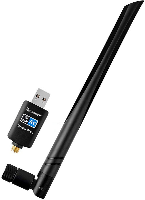 Techkey Wifi Adapter 600mbps, Wireless Usb Adapter Dual Band 2.42GHz/5.8GHz Lan Card 802.11ac Network Card for Desktop Laptop PC Support Windows 10 / - The Gadget Collective
