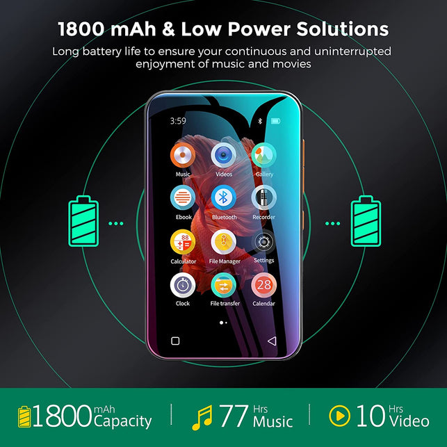 TIMMKOO MP3 Player with Bluetooth, 4.0" Full Touchscreen Mp4 Mp3 Player with Speaker, Portable HiFi Sound Mp3 Music Player with Bluetooth, Voice Recor - The Gadget Collective