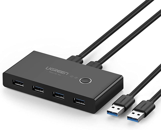 UGREEN USB 3.0 Switch Selector 4 Port 2 Computers Peripheral Switcher Adapter Hub for PC Printer Scanner Mouse Keyboard with One Button Switch and 2 P - The Gadget Collective
