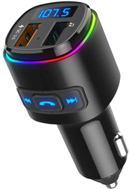 Upgraded Criacr V5.0 Bluetooth FM Transmitter for Car, QC3.0 Charge & 7 RGB Color LED Backlit Wireless FM Radio Car Adapter, Support Siri Google Assitant, U Disk, SD Card, Hands-Free Calls Kit - The Gadget Collective