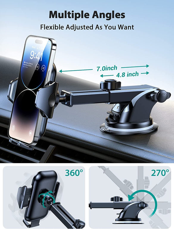 VICSEED Car Phone Holder Mount [Powerful Suction][Thick Cases & Big Phones Friendly] Universal Phone Mount for Car Dashboard Windshield Air Vent Cell Phone Holder Car for Iphone 14 /13/12 - The Gadget Collective