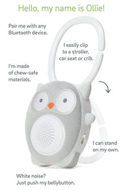 Wavhello Portable Baby Sleep Soother - Rechargeable Bluetooth Noise Machine Travel Sound Speaker Great for Cribs, Strollers, Car Seat and More - Ollie the Owl Soundbub, Grey - The Gadget Collective