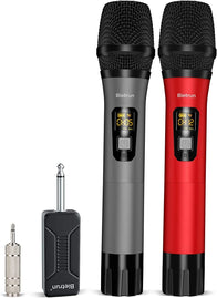 Wireless Microphone, Bietrun UHF Metal Dual Handheld Cordless Dynamic Mic System with Rechargeable Receiver, 1/4‘’Output, for Karaoke, Church, Speech, Wedding, Party Singing(160 Ft Range)-Auto Connect - The Gadget Collective
