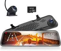 WOLFBOX 12“ Mirror Dash Cam Backup Camera,1296P Full HD Smart Rearview Mirror for Cars & Trucks, 1080P Front and Rear View Dual Cameras, Night Vision, - The Gadget Collective