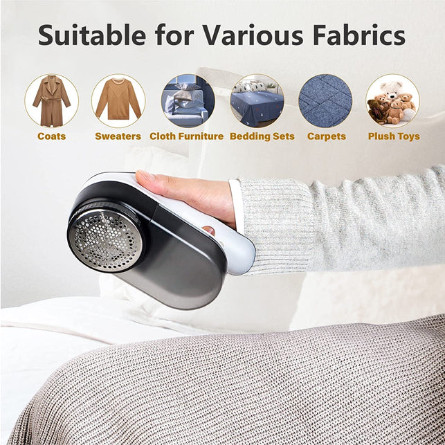 Rechargeable Fabric Shaver, Electric Lint Remover, Sweater Shaver for Clothes and Furniture with 3-Speeds and Battery Led Digital Display,2 Replaceable 6-Leaf Blades,Wall Mounted Storage Box