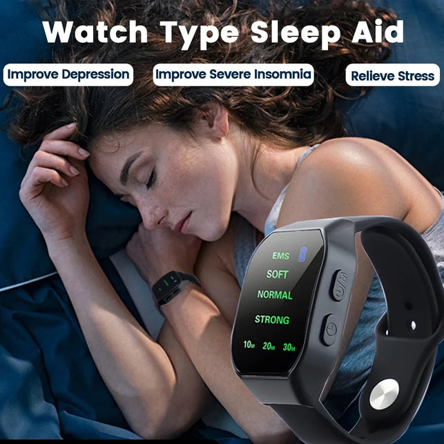 EMS Sleep Aid Watch Microcurrent Pulse Sleeping Anti-Anxiety Insomnia Hypnosis Device Fast Sleep Rest Wristband Watch Relief