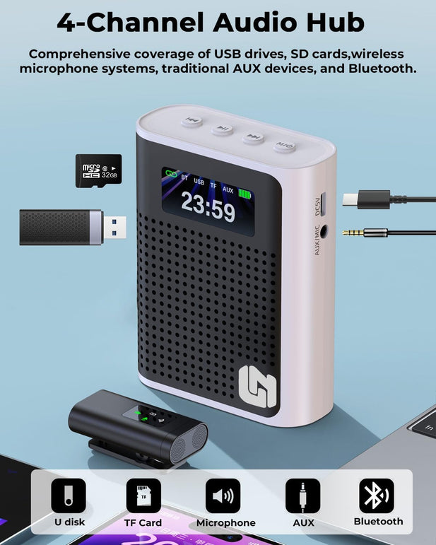 2025 New Upgraded Voice Amplifier Wireless Microphone with Magnetic Lavalier, LED Display Screen, Rechargeable Portable Microphone Speaker for Teachers, Classroom, Yoga, Meetings, Speeches, Tours
