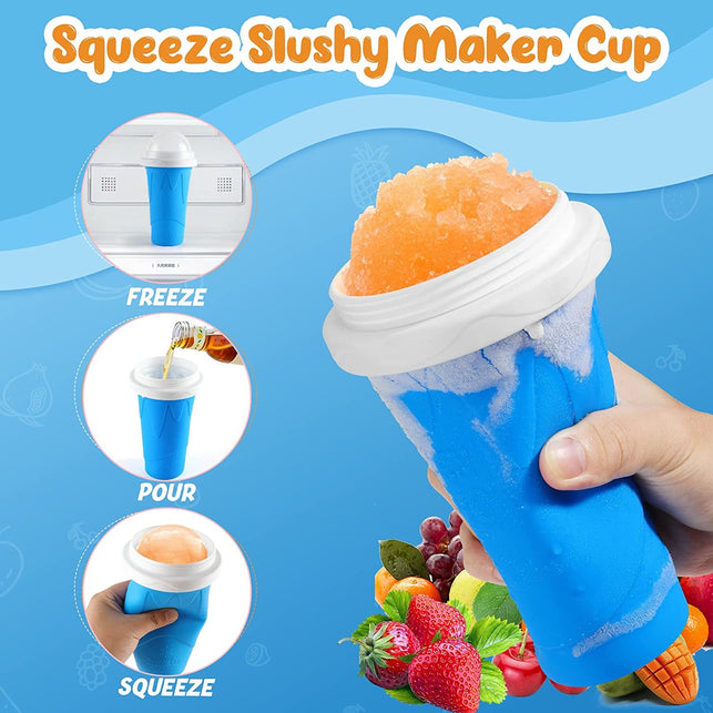 Tgosomt Slushy Cup, TIK TOK Frozen Magic Slushie Maker Cup Squeeze, Cool Fun Stuff Things Gadgets & Great Stocking Stuffers & White Elephant Gifts (Blue)