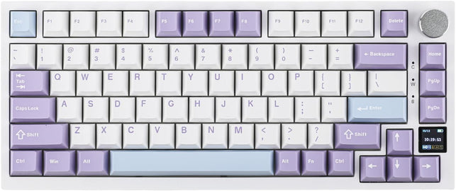 EPOMAKER Ajazz AK820 Pro 75% Gasket-Mounted Mechanical Keyboard with TFT Screen, 3 Modes(Bt/2.4G Wireless & Type-C Wired), Sound Dampening Foams (White Purple, Ajazz Gift Switch)