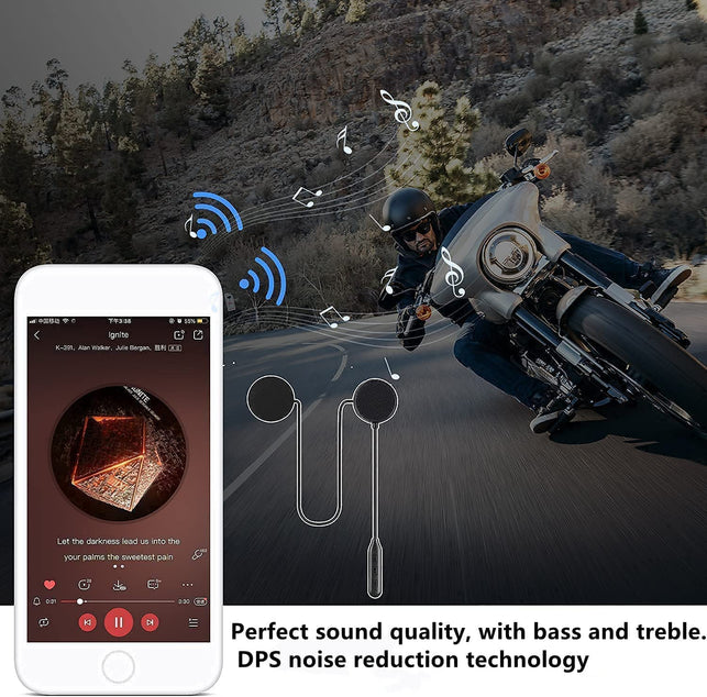 Motorcycle Helmet Bluetooth Headset,Outdoor Headset,Waterproof Sports Headset,Speakers Hands Free,Music Call Control,Automatic Answering,60 Hours Playing Time High Sound System